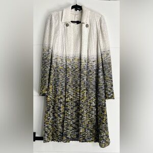 St. John Matching Knit Jacket and Dress Set, Size 4 and 6, White, Yellow & Blues